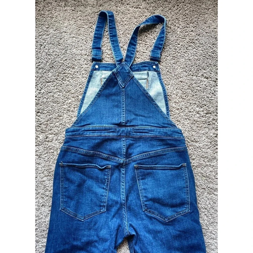 Free People Overalls Women's Size 27 Denim Bib Zip Pockets Adjustable Straps - Picture 4 of 5
